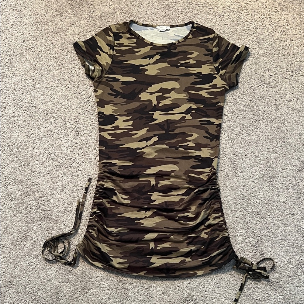 Camouflage Ruched Junior’s Dress